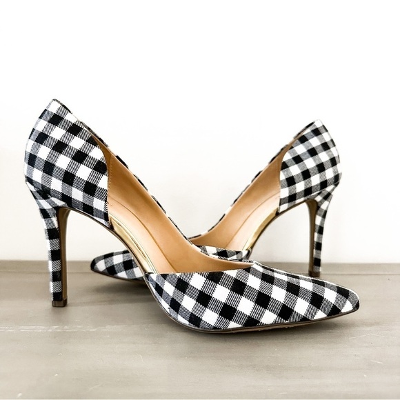 NEW Merona Black White Gingham Check D’Orsay Pointed toe Pumps sz 8.5 - Picture 5 of 7